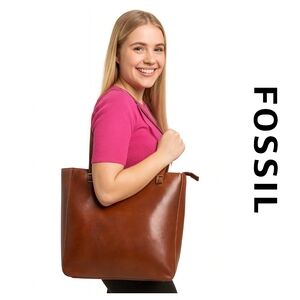 Vintage Fossil Structured Leather Shoulder Bag
